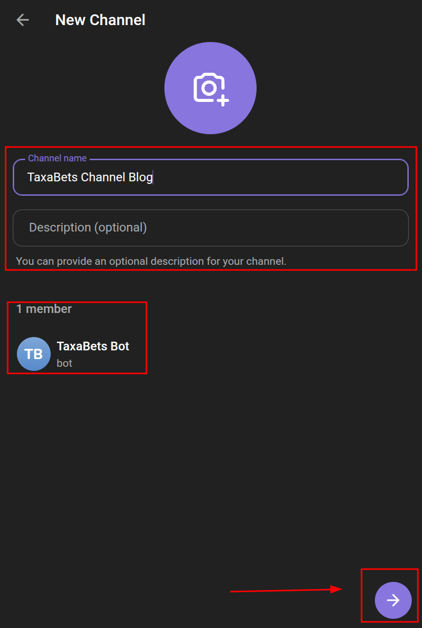 Preenchendo as informações do novo canal.